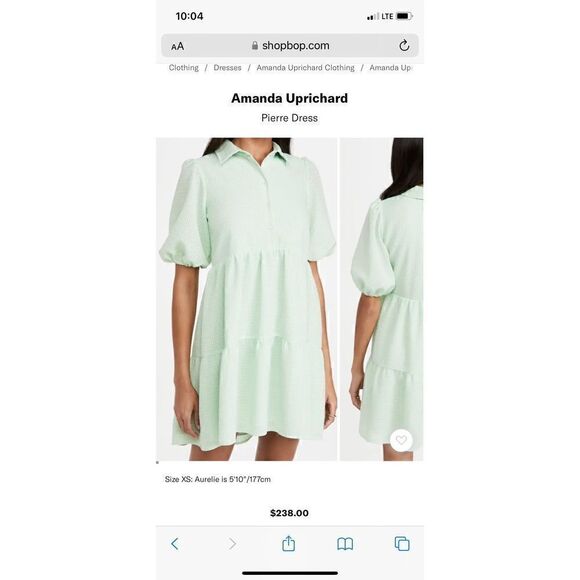 Amanda Uprichard Pierre Dress Mint Green XS - Picture 1 of 9